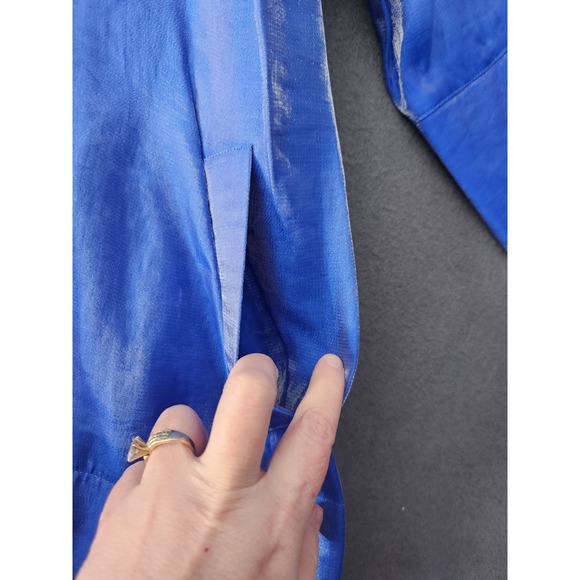 Ali Miles Shirt Womens 1X Blue Eclectic Button Up Long Sleeve Collar Shimmer NWT - Picture 3 of 11